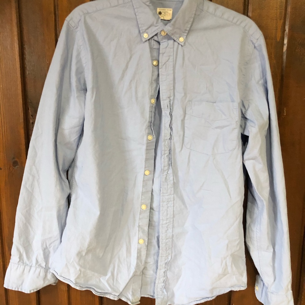 Light blue J Crew Sun dyed Oxford shirt